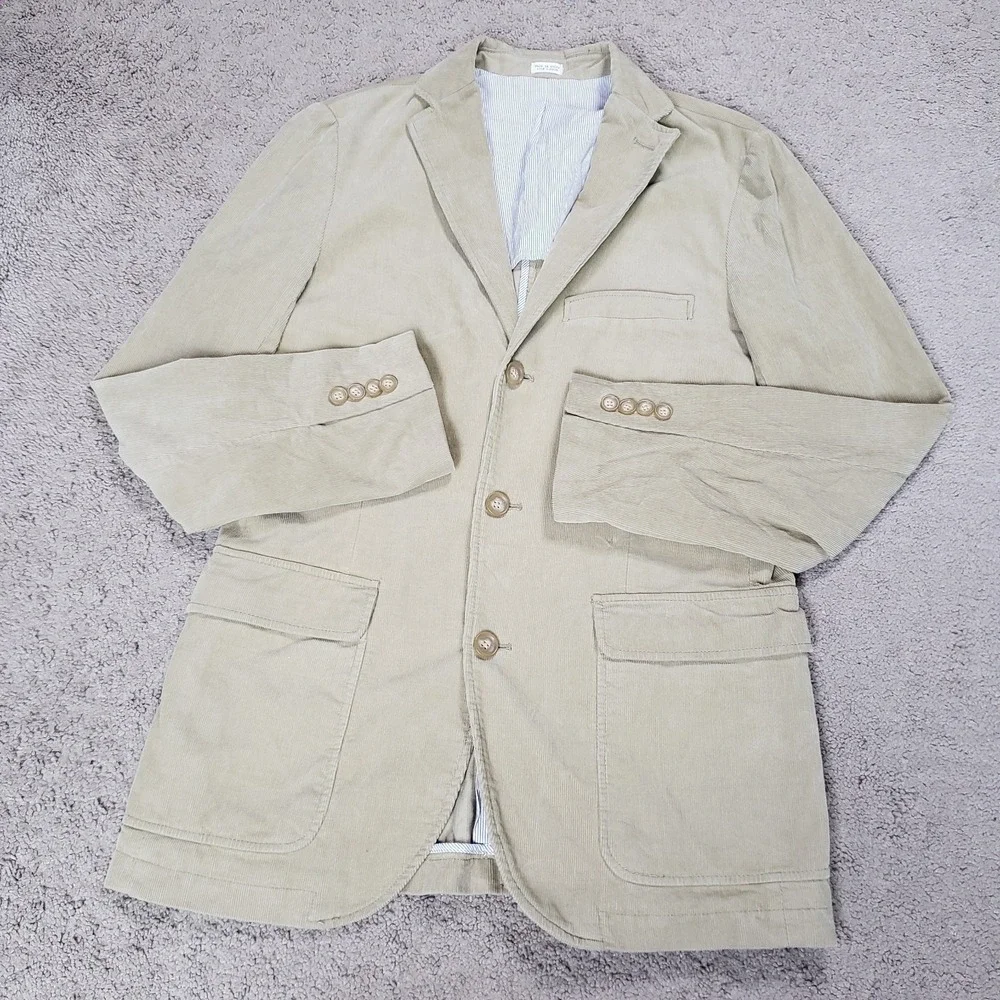 VTG Y2K J Crew Blazer Jacket Men S‎ Tan Corduroy Sport Coat Academia Professor